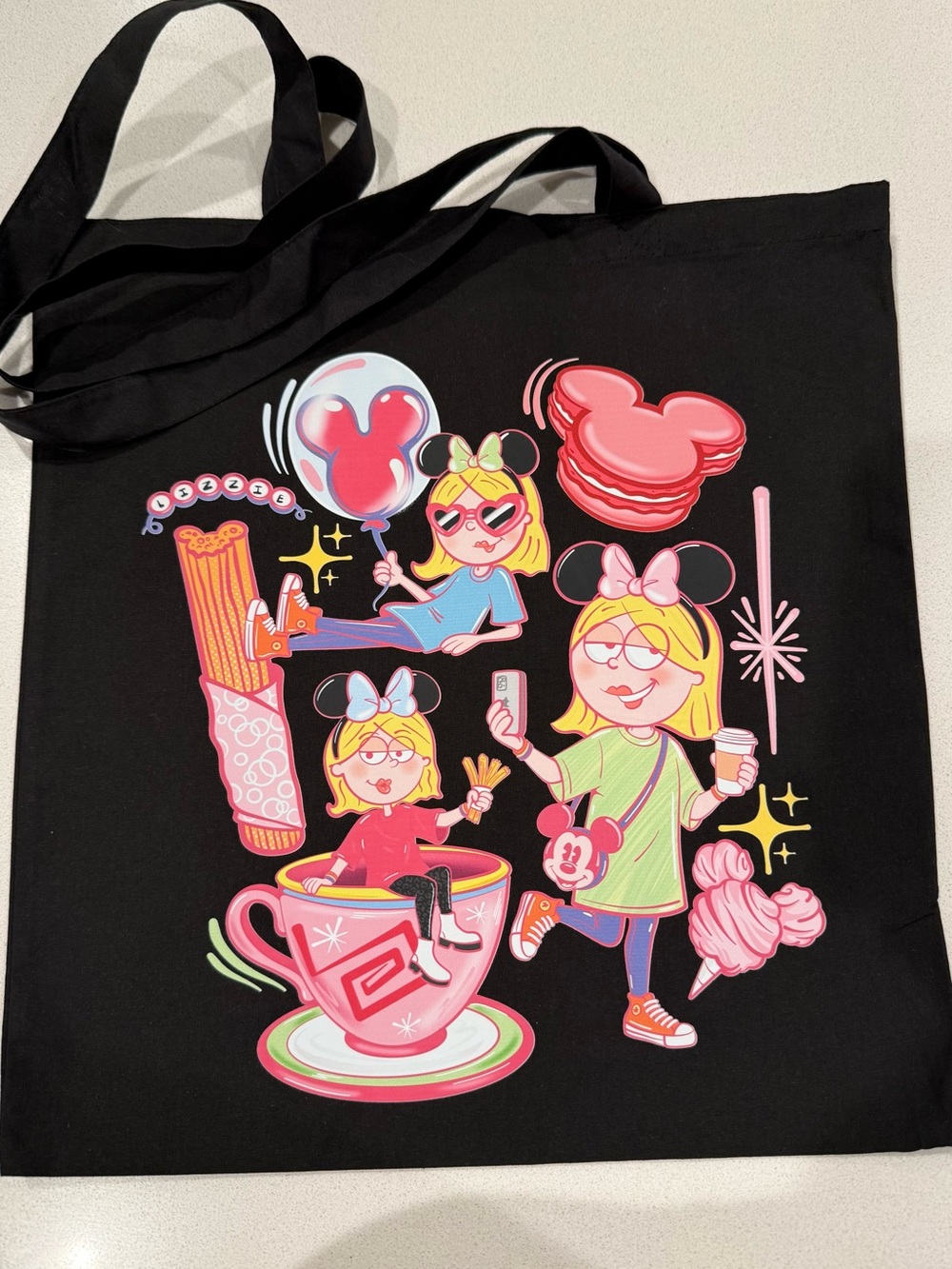 Lizzie McGuire - Disney Black Tote with Pink & Pastel Graphic